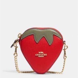 NWT Coach Strawberry Coin Purse with crossbody chain C1182